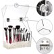 thumbnail image 3 of Makeup Brush Holder With Dustproof Lid, White Pearls, Acrylic Clear Makeup Brush Organizer With 3 Compartment, Large Cosmetic Brush Storage Box Case F, 3 of 5