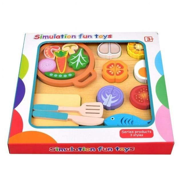 Pretend Playset Wooden Kitchen Toy for Play Cutting Kitchen Toy for Ki