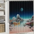 thumbnail image 6 of Pratyus Fish Rocks Moon Quick-Drying Shower Curtain Set with Hooks, 100% Polyester Washable Home Bathroom Decoration, Various Sizes Available 60x72, 6 of 7