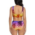 thumbnail image 3 of Daiia Palm Trees at Sunset Women's Bikini Set Two Piece Swimsuit High Waisted Bikini Adjustable Straps Bikini Perfect for Beach, Pool, and Summer Vacation-Medium, 3 of 9