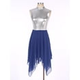 thumbnail image 3 of Nyeemya Womens Praise Contemporary Dance Dress Metallic Sleeveless Liturgical Dance Dress Tunic Blue M, 3 of 7