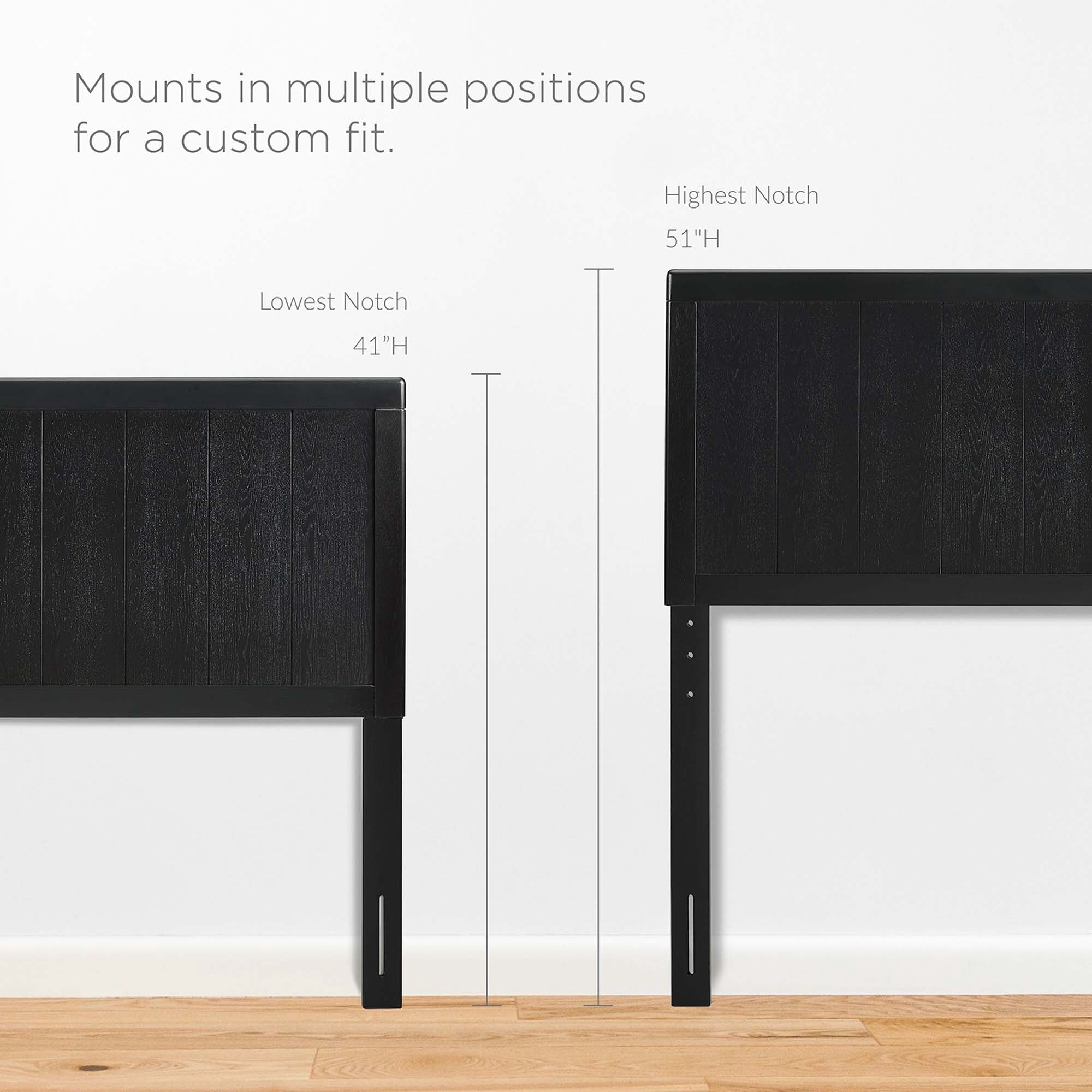 Modway Robbie Twin Modern Rubberwood and MDF Headboard in Black
