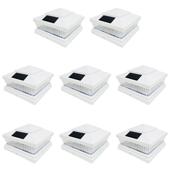 iGlow 8 Pack Copper / White Outdoor Garden 6 x 6 Solar SMD LED Post Deck Cap Square Fence Light Landscape PVC Vinyl Wood