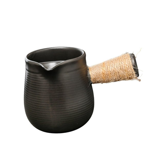 Tetera de cerámica con asa envuelta en cuerda, tetera de hojas sueltas, infusor de té negro