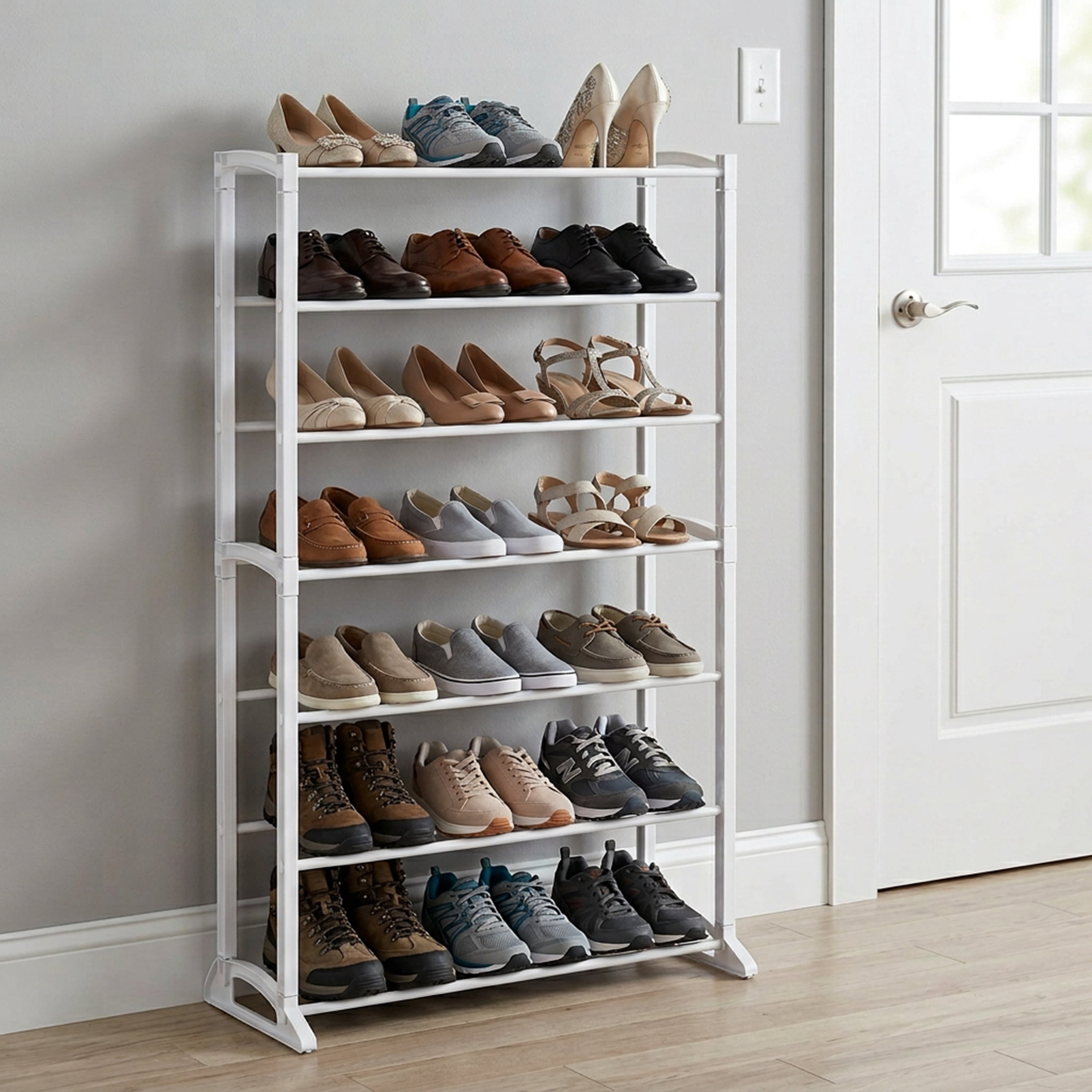 Whitmor Shoe Rack - 21-Pair Shoe Organizer - White - Walmart.com