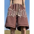 thumbnail image 3 of Pantalones cortos con estampado de letras de espuma para hombre, pantalón de chándal holgado, informal, a la moda, para gimnasio, baloncesto, ropa de calle, bermudas, 3 of 5