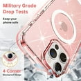 thumbnail image 4 of Meifigno Glitter Magnetic Case Designed for iPhone 13 Pro Max 6.7" Compatible with Magsafe, Crystal Bling Shockproof Protective Phone Case for Women Girls, Sparkle Pink, 4 of 7