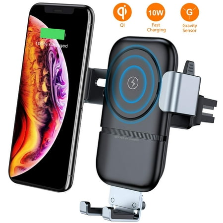 Auto-Clamping Wireless Adjustable Gravity Car Charger Mount, 10W Qi Fast Charging Air Vent Phone Holder Compatible with Samsung Galaxy Note 9/8/ S9/ S8,iPhone Xs Max/XR/X 8/8 (Best Qi Car Charger Mount)