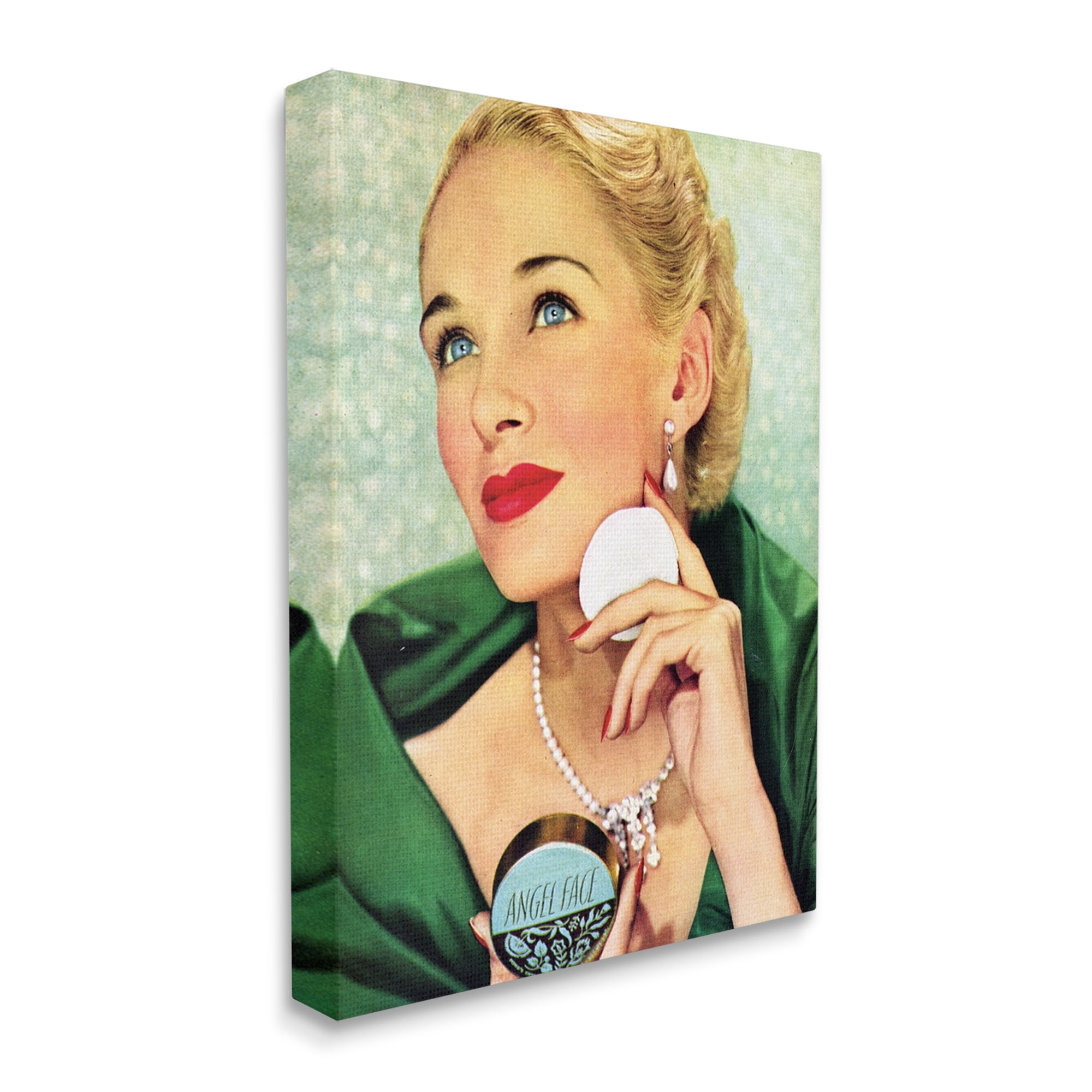 Stupell Industries Vintage Cosmetic Ad Woman Beauty & Fashion Painting Gallery Wrapped Canvas Print Wall Art