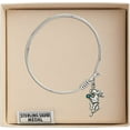 thumbnail image 3 of 6 1/4 inch Round Eye Hook Bangle Bracelet w/ Guardian Angel medal charm w/ May Green Swarovski Crystal, 3 of 3