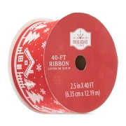 Holiday Time House Scene Ribbon.