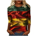 thumbnail image 2 of LYEAA Afrocentric Cultural Tops Women 3/4 Sleeve Round Neck Blouse Soft Cotton Loose Fit Black History Month Commemorative Casual Shirt Multicolor M, 2 of 5