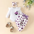 thumbnail image 2 of Mercatoo Toddler Baby Girl Fall Outfit Ribbed Ruffle Long Sleeve Romper Floral Pants Set Winter Girls Clothes for 3 to 18 Months, 2 of 9