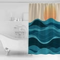 thumbnail image 4 of Extra Long Shower Curtain 72x84 Inch, Teal Waves Shower Curtain Waterproof Bathroom Decor Watercolor Sun Turquoise Ombre Fabric Bath Curtain Set Accessories with Hooks, 4 of 6