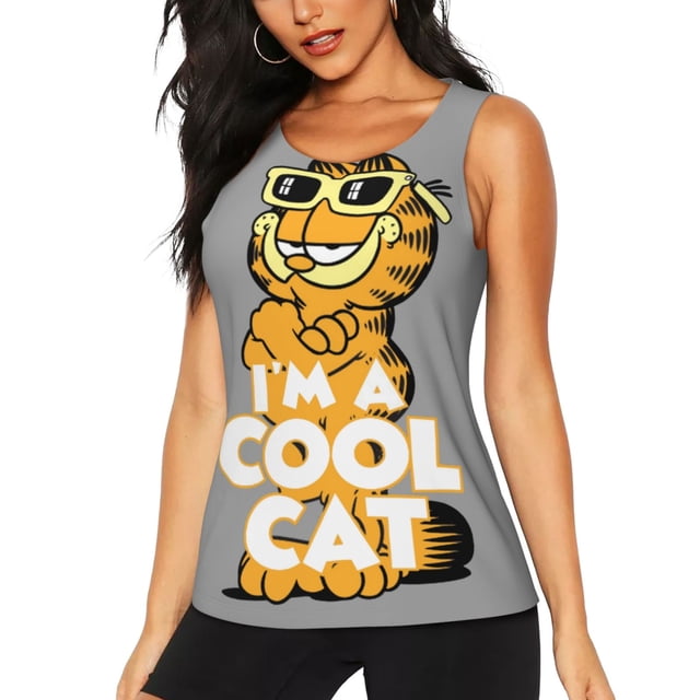 Cute Cartoon Garfield Funny Workout Gym Fitness Weightlifting Gift Tank Top-Xx-Large