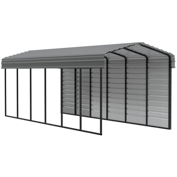 Arrow 10 x 29 x 9 ft Charcoal Carport With 1 Side Wall Kit