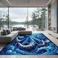 thumbnail image 2 of ODIKA 8'x10' Ultra-Soft Area Rug, Navy Animals Octopus Marine Creature Wave Border Tentacle Nautical None Washable, Bare feet friendly, Silk-Touch for Bedroom, Under Sectional, 2 of 7