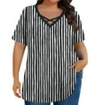 thumbnail image 4 of HOMBOM Shirts for Women Plus Size Trendy Tee Shirts Striped Oversized V Neck Short Sleeve Casual Ladies T Shirts, 4 of 6