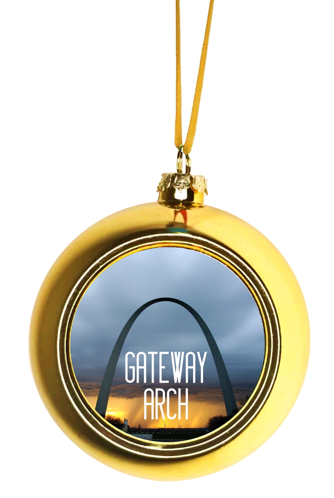 Christmas Ornament Travel Missouri St. Louis Gateway Arch Night Ball