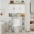 thumbnail image 4 of Vabches 67" Over The Toilet Storage Cabinet with Adjustable Shelf and Paper Holder, Freestanding Bathroom Storage Organizer with Open Storage Shelf, 4 of 7