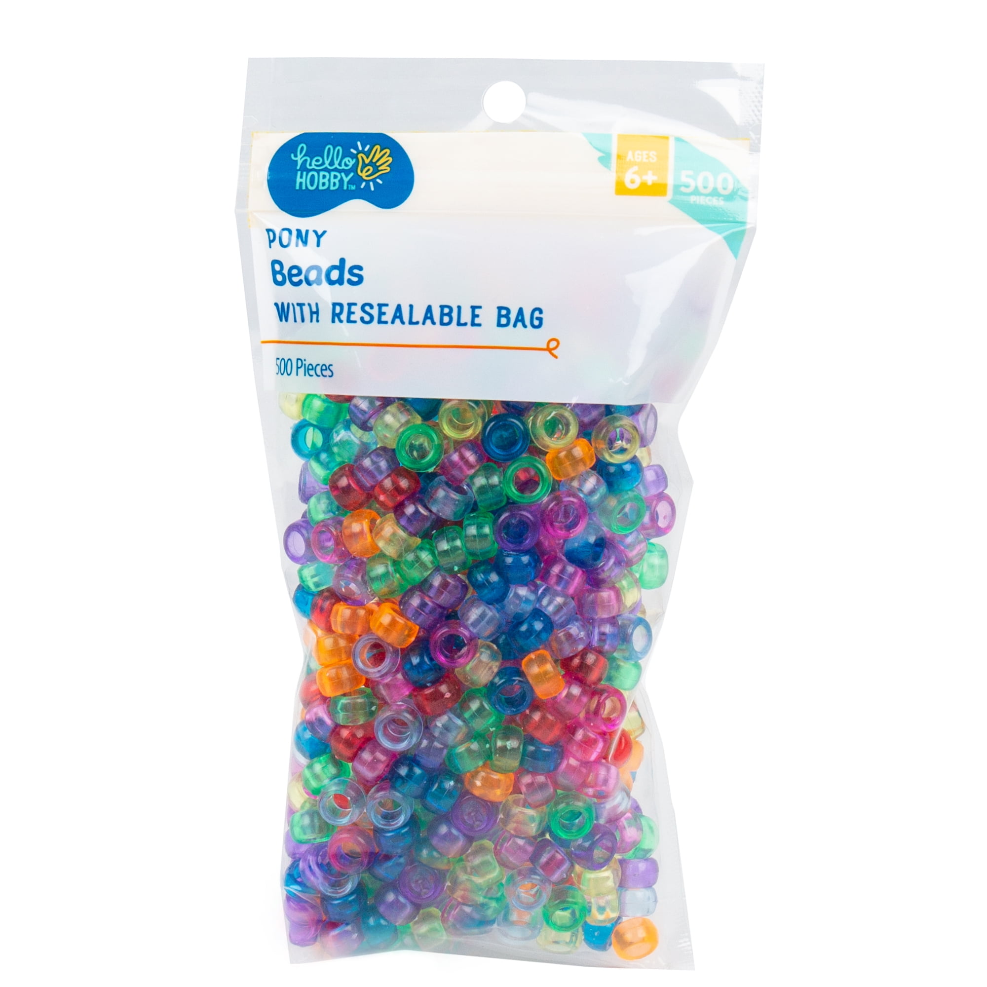 Hello Hobby Pony Beads, Translucent, 500-Pack