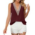 thumbnail image 4 of Idoravan Tank Tops for Women Fashion Women's Ladies V Neck Lace ing Tops Solid Color Sleeveless Blouse Vest, 4 of 7