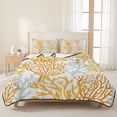 thumbnail image 3 of Full Quilt Set 78''x90'', Orange Gray Coral Coastal Lightweight Bedspread Coverlet Set with 2 Pillow Shams, Summer Beach Seaside Nautical Breathable All Season Quilt Bedding for Bedroom/Guest Room, 3 of 9