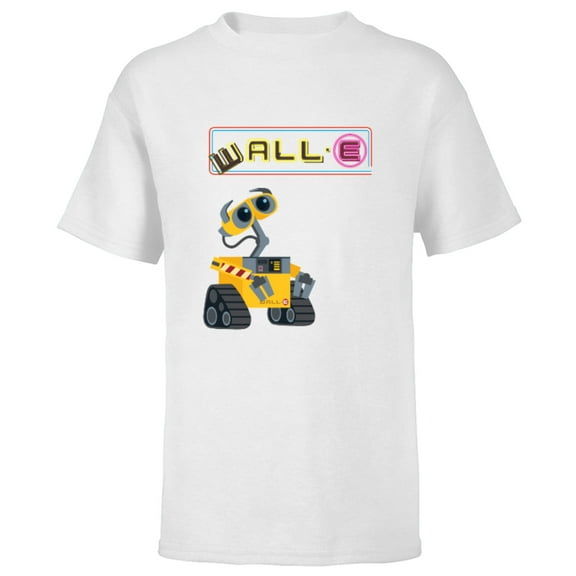 Disney Pixar WALL-E Neon Sign T-Shirt - Short Sleeve T-Shirt for Kids - Customized-White