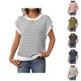 thumbnail image 1 of Chandails pour Femmes 2025 Tricot Rayé Décontracté Col Rond Automne Hiver, 1 of 7