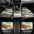 thumbnail image 7 of Zufioo Coastal Palm Beach Print Car Floor Mats Four-piece Set, Car Interior Accessories - Corrosion-resistant, Non-Slip, Suitable for Cars, Trucks, Vans, 7 of 7