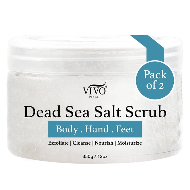 Vivo Per Lei Exfoliante de sal del Mar Muerto - Exfoliante corporal con minerales del Mar Muerto - Para manos, pies y cuerpo - Paquete de 2