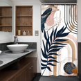 thumbnail image 3 of Abstract Mid Century Boho Stall Small Half Size Shower Curtain 36x72 Inch Pink Navy Blue Modern Minimalist Aesthetic Geometric RV Single Narrow Fabric Bathroom Decor Polyester Waterproof, 3 of 5
