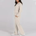 thumbnail image 3 of longantii Sweatsuits Women 2 Piece Outfit Half Zip Pullover and Sweatpants Matching Lounge Sets Travel Comfiest Airport Outfits Beige XXL, 3 of 6