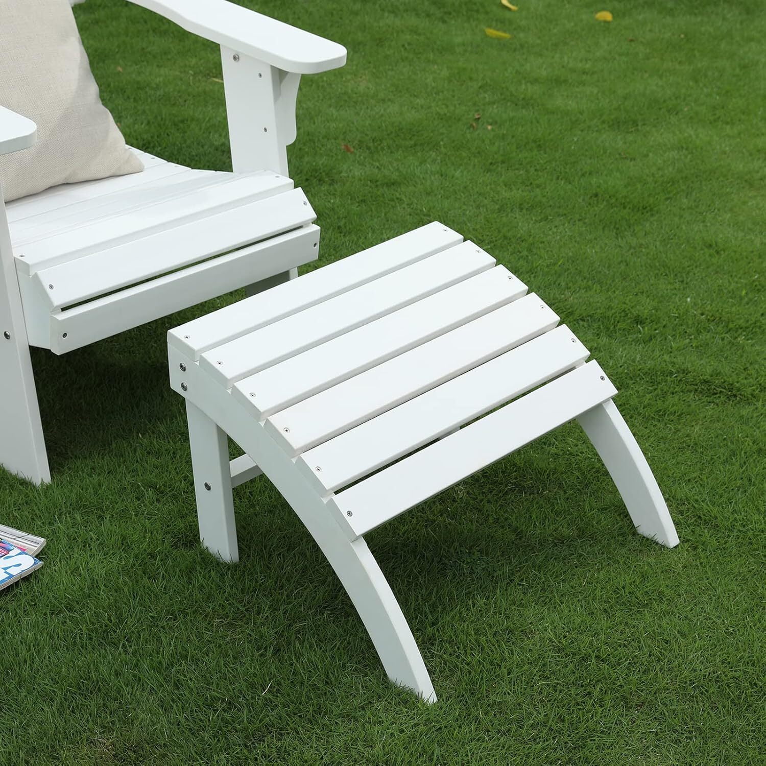 GONICHA Outdoor Adirondack Ottoman,Adirondack Footstool for Adirondack Chair Weather Resistant Foot Rest,White