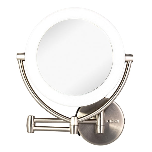 Espejo de maquillaje de pared con iluminación LED con aumento de 1x/10x