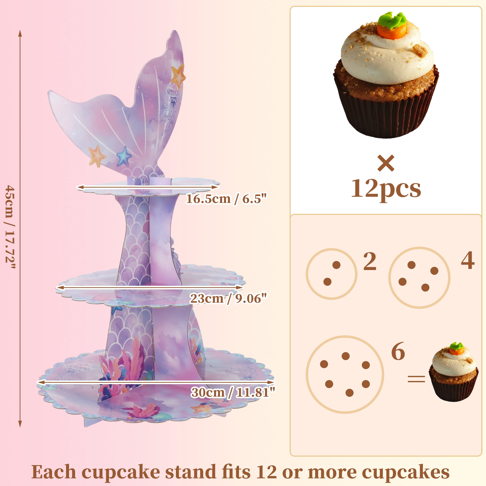 Unique Bargains 3-Tier Cupcake Stand Tower for Birthday Wedding Party Decoration