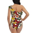 thumbnail image 5 of Pofeuu Retro Floral Butterfly Print Women's One Piece Swimsuits One Shoulder Swimwear Asymmetric Ruffle Monokinis Bathing Suits-XX-Large, 5 of 6