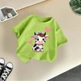 thumbnail image 4 of Curuila Kid Girls Tops Cartoon Print Crew Neck Short Sleeve Tee Summer Casual Loose T Shirt Light Green Size 2-4 Years, 4 of 4