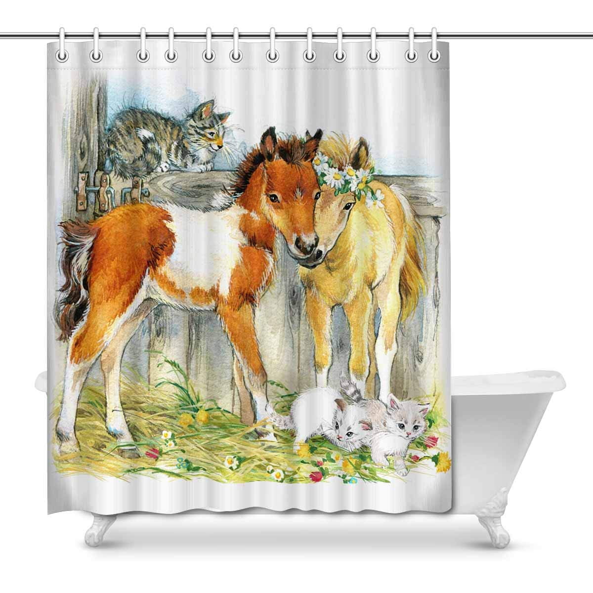 MKHERT Cute Watercolor Horse Cat Pet Animal On Farm Home Decor