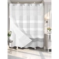 thumbnail image 4 of Grey Stripe No Hook Shower Curtain Waterproof, Bathroom Curtains with Snap in Liners and See Through Top Window, Modern Abstract Monochrome Geometric Hotel Style Bathtub Curtains Shower 66"Wx72"L, 4 of 8