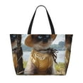 thumbnail image 2 of Fotbe Cat In Sun Hat Pattern Water-Resistant Beach Travel Bag - Large Capacity Tote with 7 Pockets, Lightweight Design for Women & Men, Perfect for Beach, Pool & Gym, 2 of 7