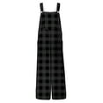 thumbnail image 5 of Colorful Women Brunch Bib Pants Bib Pants Pants One Piece for Teen Girls Faux Linen Loose Fit Plaid Flare Wide Leg Summer Fall Bib Pants 2025 Soft Comfy Clothing Trendy XL, 5 of 7