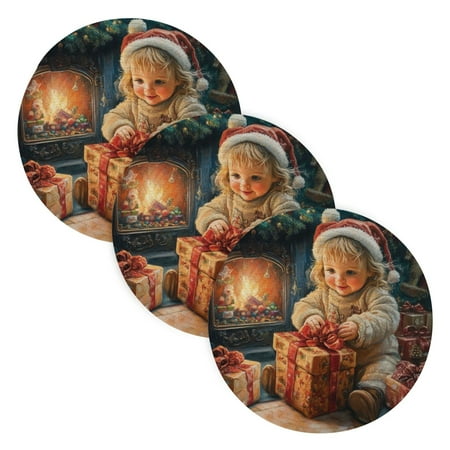 

3 Place Mat Pan Bowl Mat Teacup Mat 15x15x24 Inch Tray Mat Kitchen Pot Mat Hot Pot Mat Teapot Mat Table Protective Mat Christmas Cute Kid