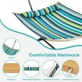 thumbnail image 4 of ZOPan Hammock with Stand, Heavy-Duty Padded Hammock & Steel Stand Set w/Pillow & Carry Bag, Outdoor/Indoor Hammock with Stand Set for 2–3 People, 475Lb Capacity - Green Stripe, 4 of 9
