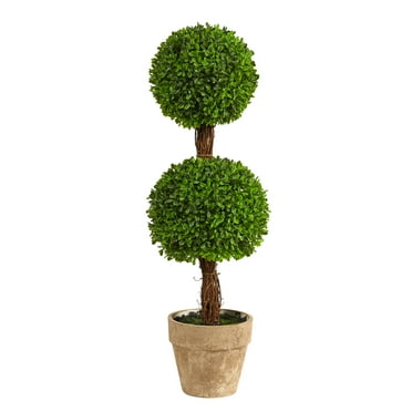 Nearly Natural 2.5" Boxwood Artificial Topiary, Green