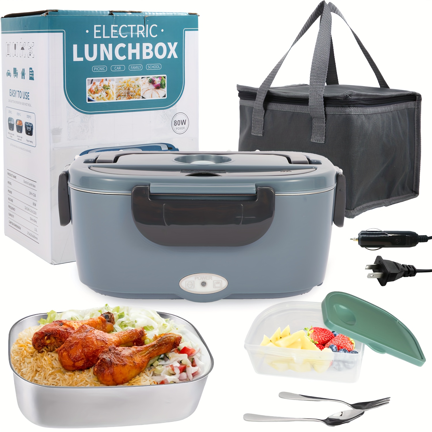 CrockpotGo™ Electric Lunch Box – Portable Food Warmer, 3.5 Cup Stainless Steel Container