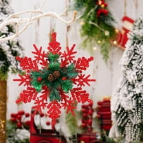 SCNOR Christmas Snowflake Ornaments Red 12 Inch Plastic Waterproof Hanging Decor for Tree Window Holiday