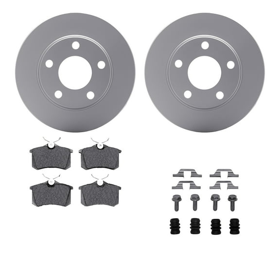 Dynamic Friction Company Rear Geospec Brake Rotors with 5000 Euro Ceramic Brake Pads includes Hardware 4612-73006