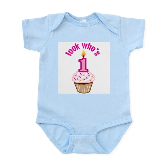 CafePress - First Birthday Cupcake (Girl) Infant Bodysuit - Baby Light Bodysuit, Size Newborn - 24 Months