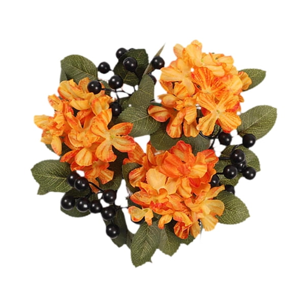 Luzkey Halloween Candle Ring Wreath Decor Autumn for Fence Party Supplies Farmhouse Orange